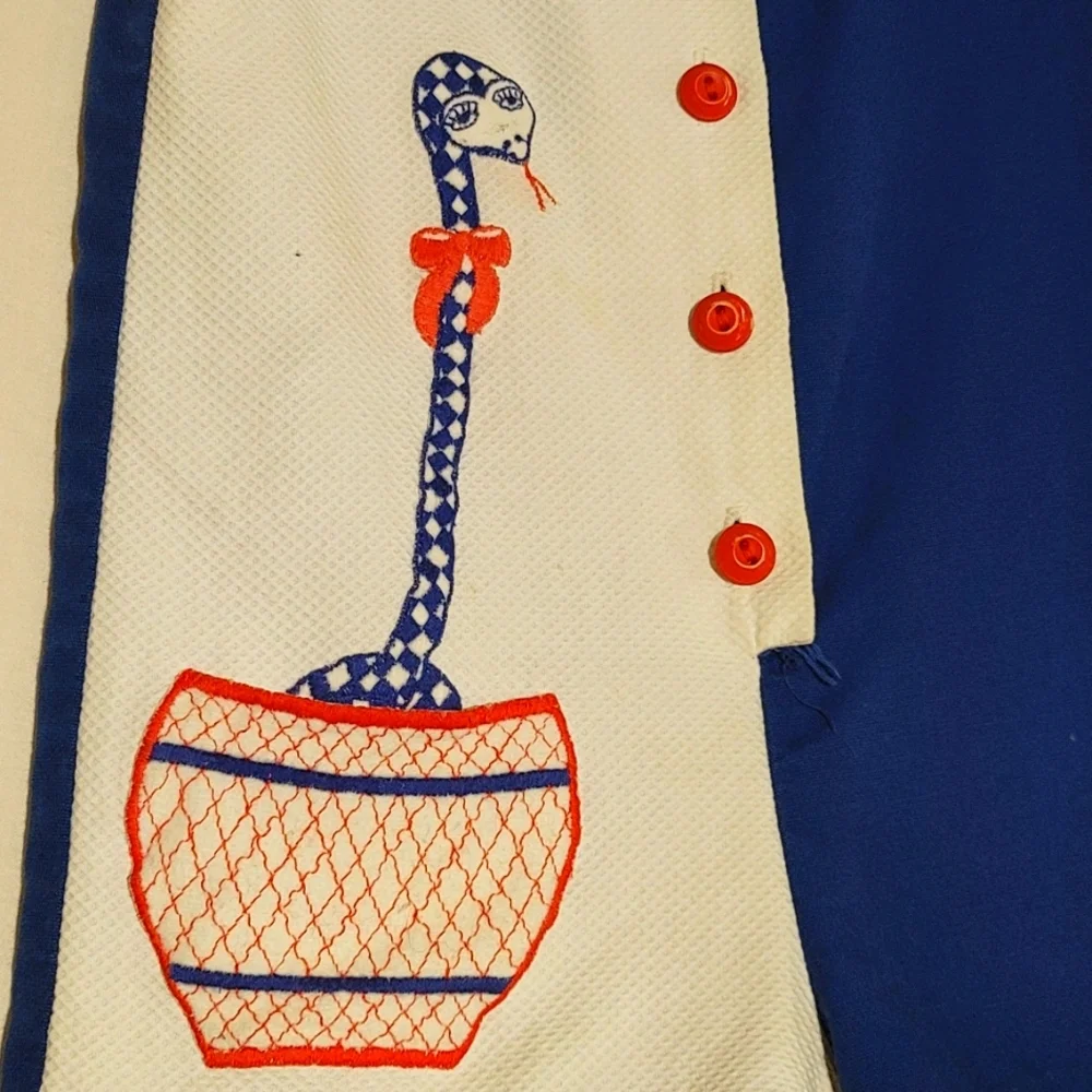 vintage 1960's Ruth of Carolina kids romper with snake motif and pocket